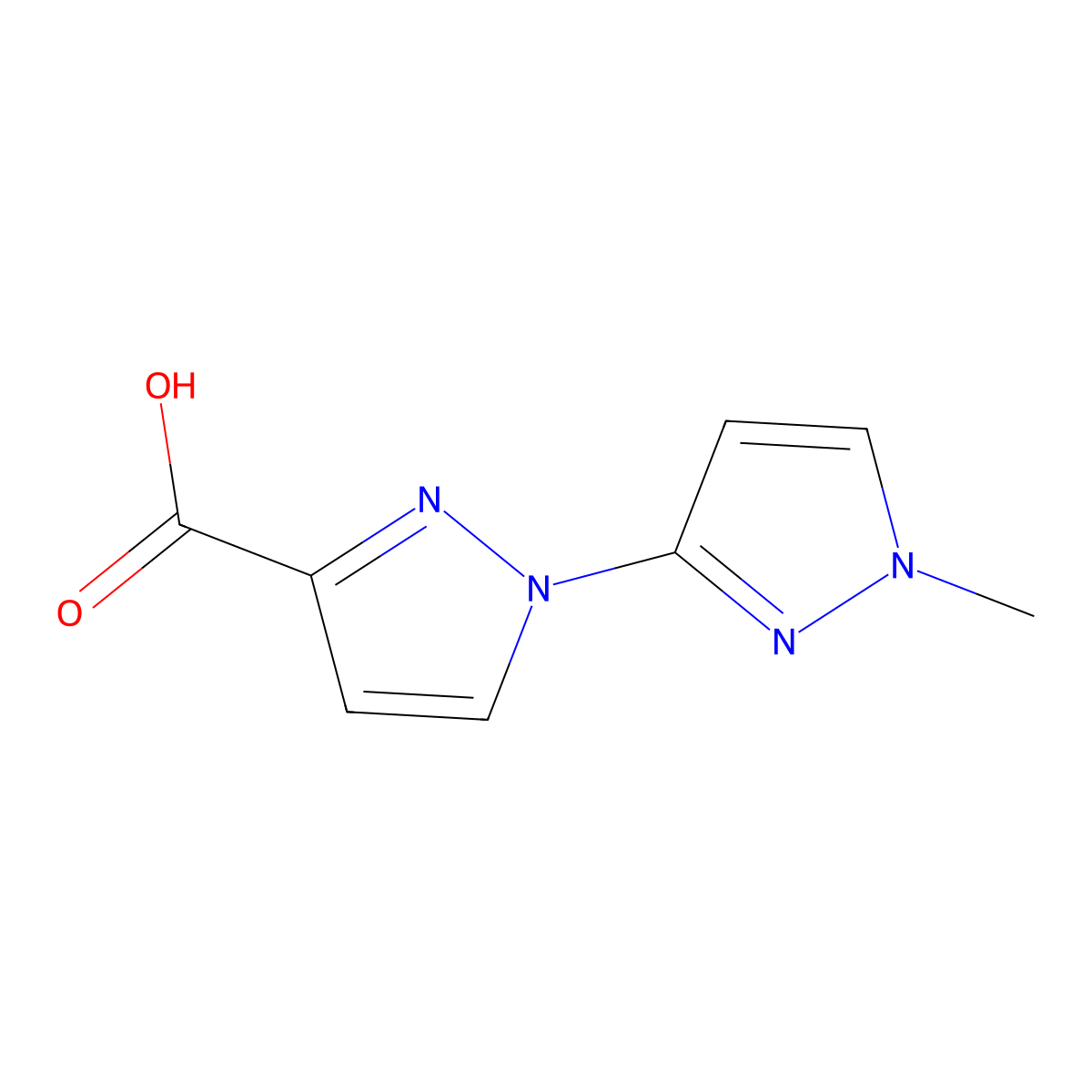 1-(1-methyl-1H-pyrazol-3-yl)-1H-pyrazole-3-carboxylic acid molecular structure, CAS 1507553-53-8