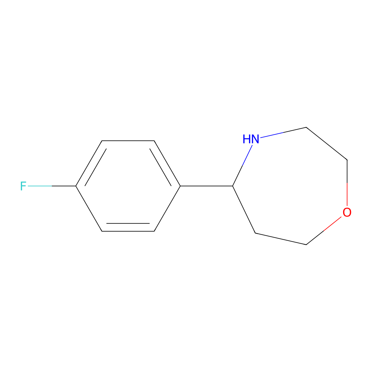 5-(4-Fluorophenyl)-1,4-oxazepane molecular structure, CAS 1507555-47-6