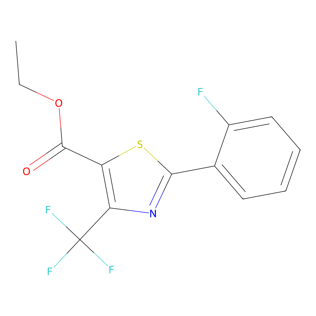 Ethyl 2-(2-fluorophenyl)-4-(trifluoromethyl)thiazole-5-carboxylate molecular structure, CAS 1507587-16-7