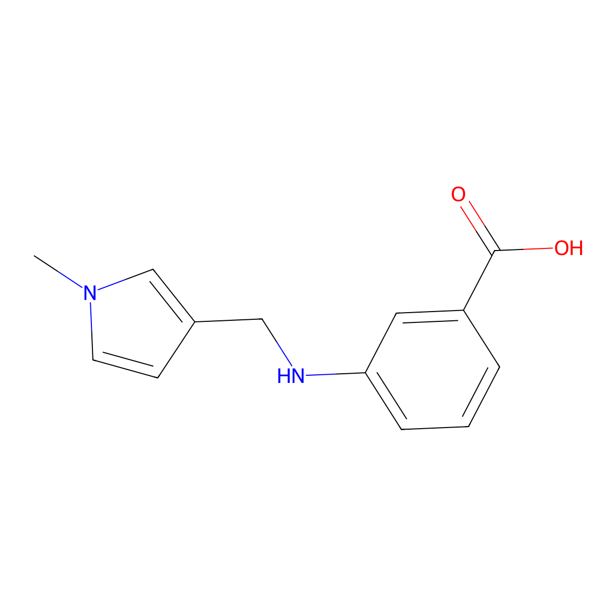 3-{[(1-methyl-1H-pyrrol-3-yl)methyl]amino}benzoic acid molecular structure, CAS 1507595-33-6