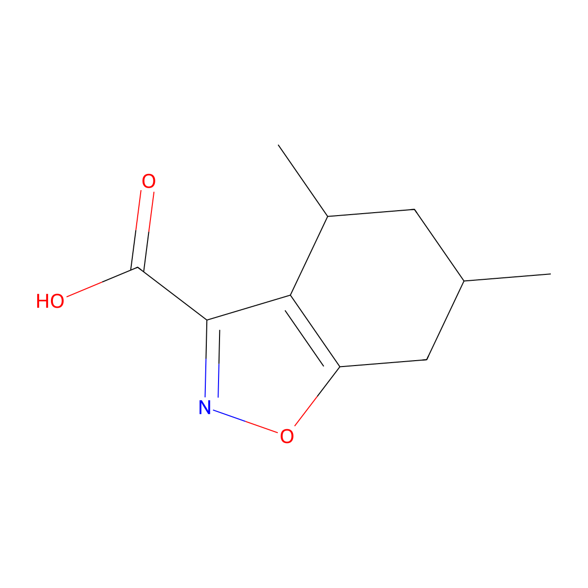 4,6-Dimethyl-4,5,6,7-tetrahydro-1,2-benzoxazole-3-carboxylic acid molecular structure, CAS 1507596-99-7