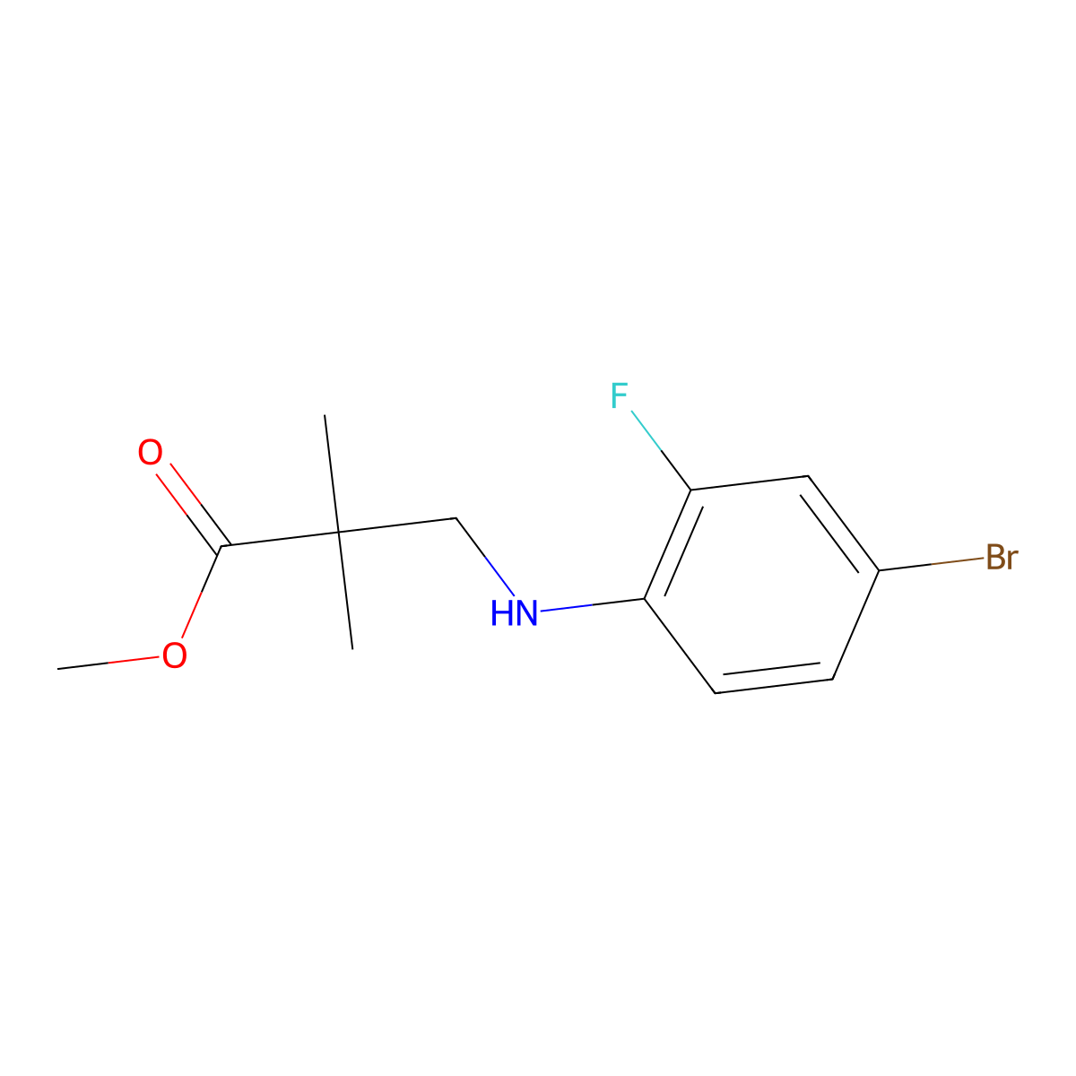 Methyl 3-[(4-bromo-2-fluorophenyl)amino]-2,2-dimethylpropanoate molecular structure, CAS 1507600-87-4