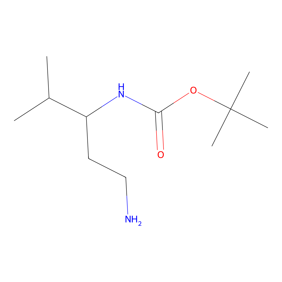 tert-Butyl N-(1-amino-4-methylpentan-3-yl)carbamate molecular structure, CAS 1507603-32-8
