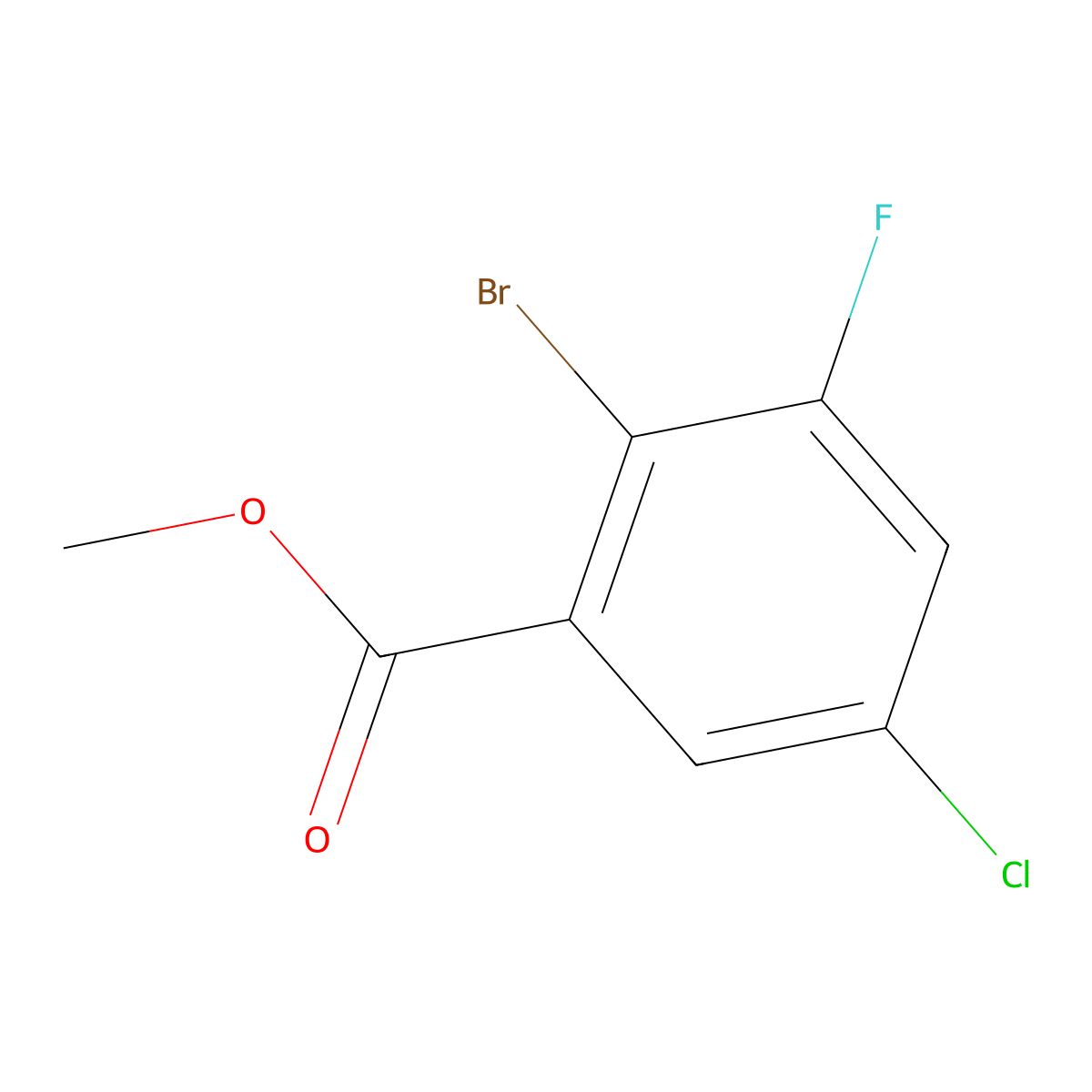 Methyl 2-bromo-5-chloro-3-fluorobenzoate molecular structure, CAS 1507624-50-1