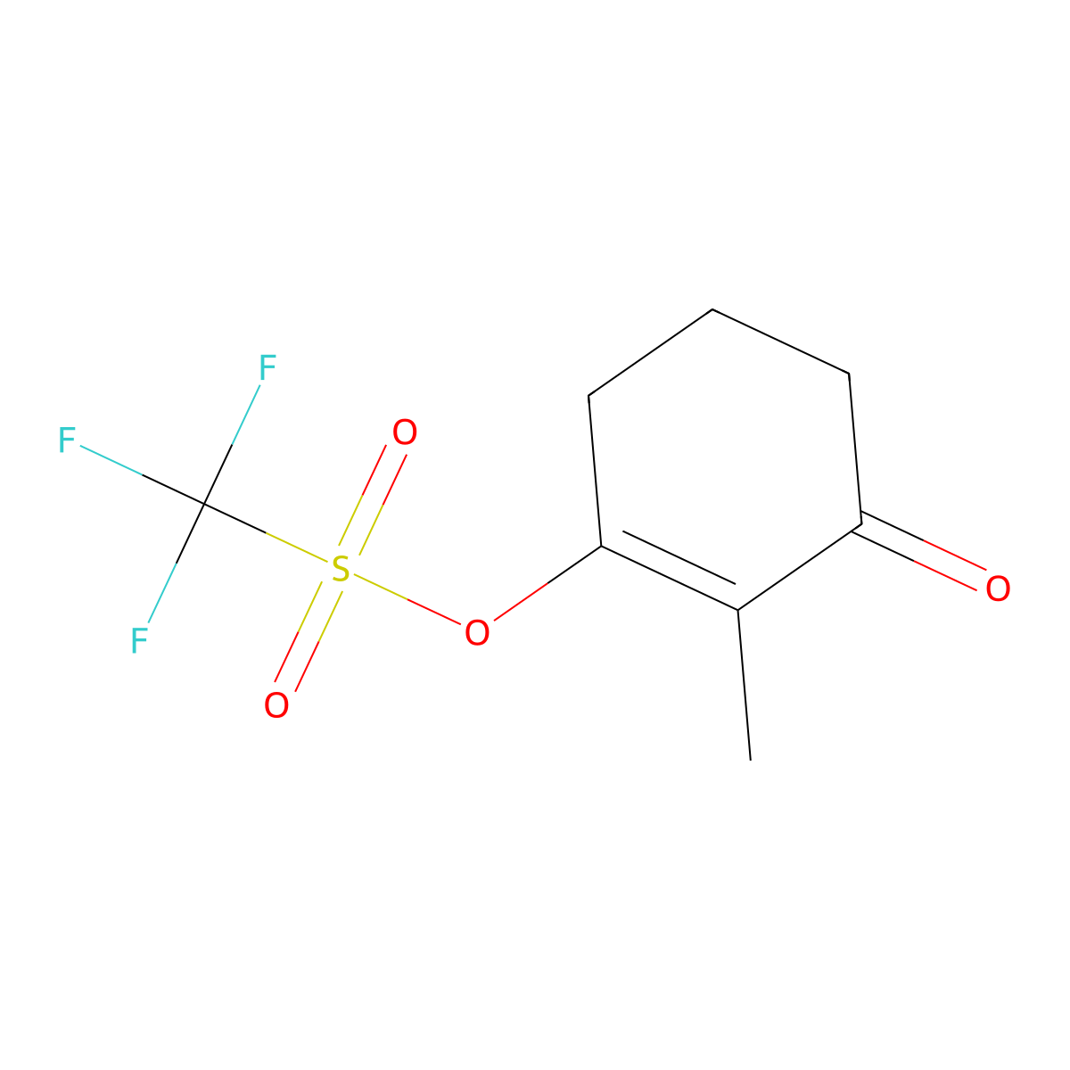 Methanesulfonic acid, trifluoro-, 2-methyl-3-oxo-1-cyclohexen-1-yl ester molecular structure, CAS 150765-78-9
