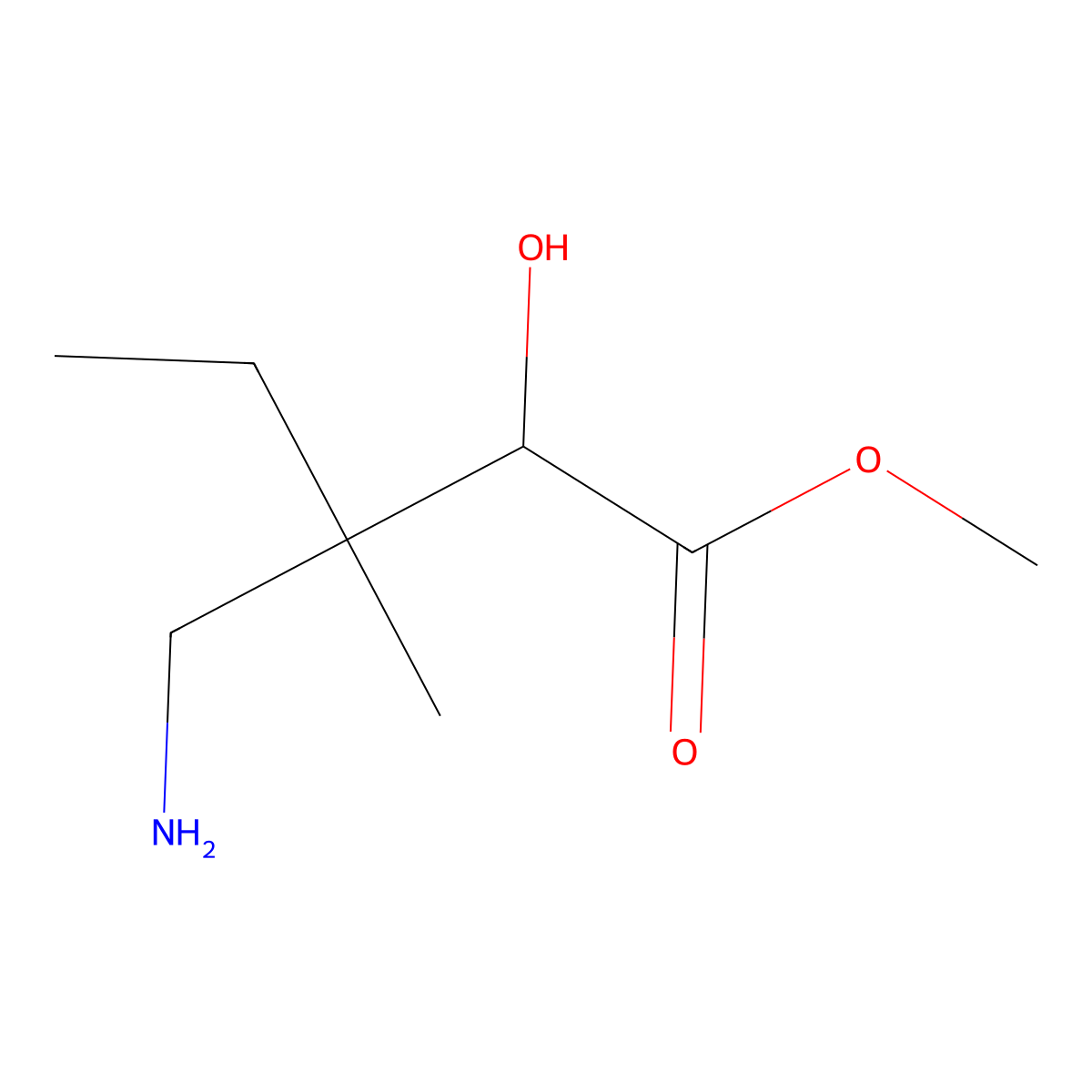 Methyl 3-(aminomethyl)-2-hydroxy-3-methylpentanoate molecular structure, CAS 1507658-42-5