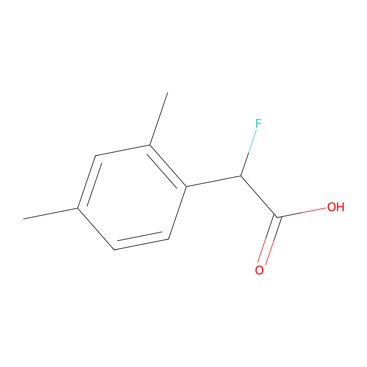 2-(2,4-Dimethylphenyl)-2-fluoroacetic acid molecular structure, CAS 1507659-88-2