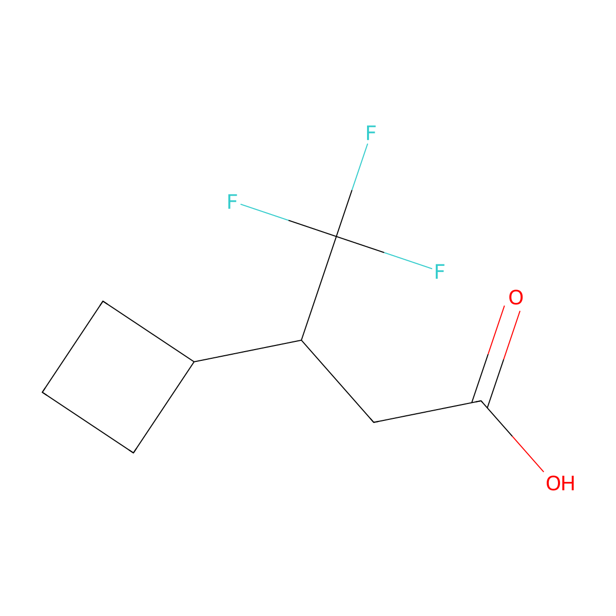 3-Cyclobutyl-4,4,4-trifluorobutanoic acid molecular structure, CAS 1507697-02-0