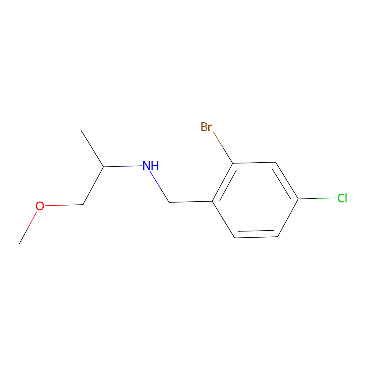 [(2-Bromo-4-chlorophenyl)methyl](1-methoxypropan-2-yl)amine molecular structure, CAS 1507716-31-5