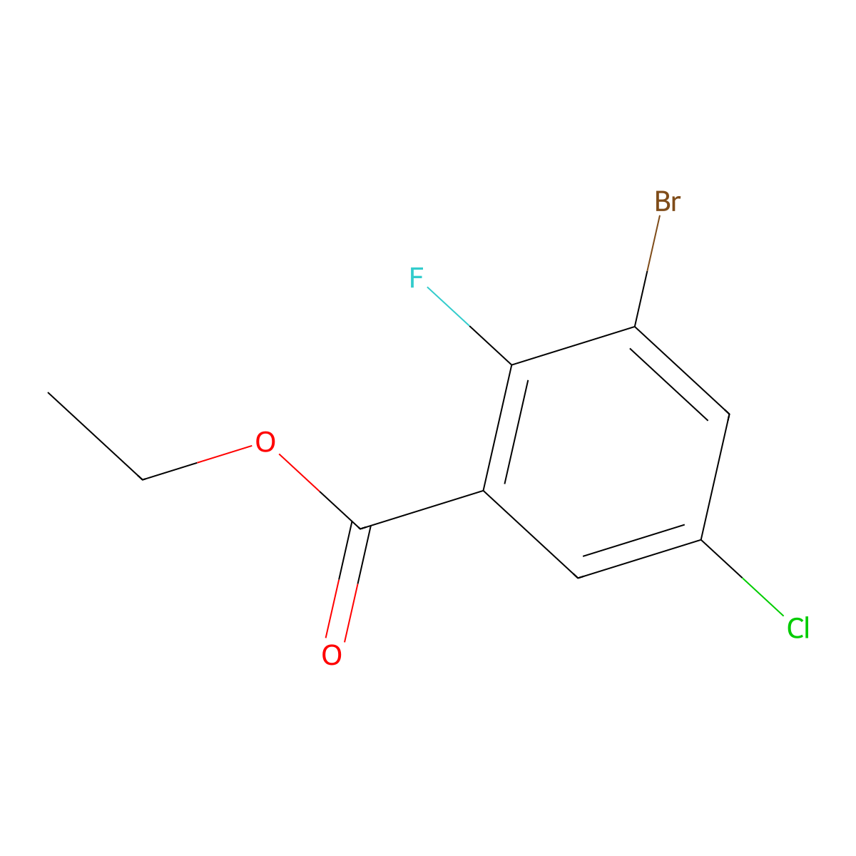Ethyl 3-bromo-5-chloro-2-fluorobenzoate molecular structure, CAS 1507718-43-5