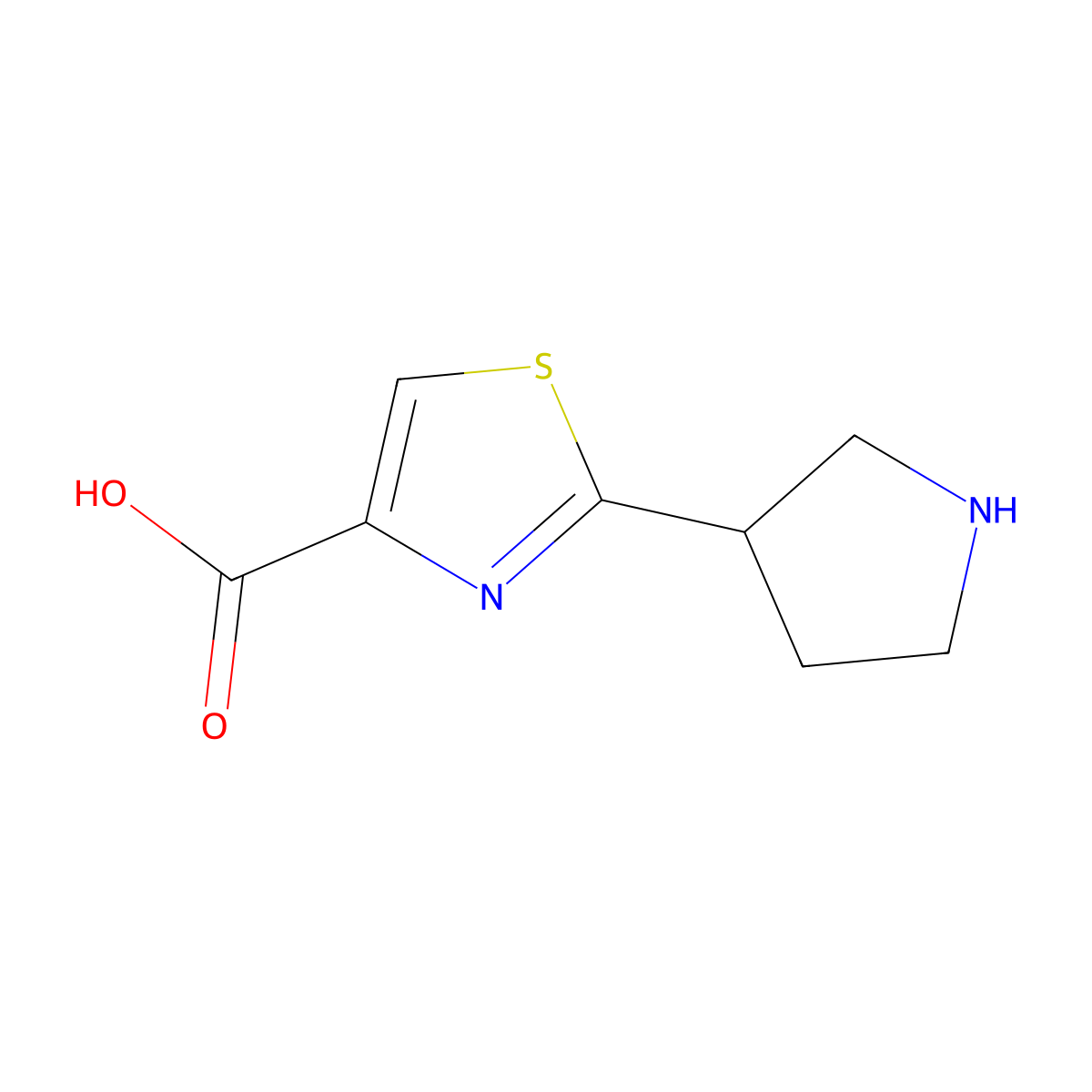 2-(Pyrrolidin-3-yl)-1,3-thiazole-4-carboxylic acid molecular structure, CAS 1507719-72-3