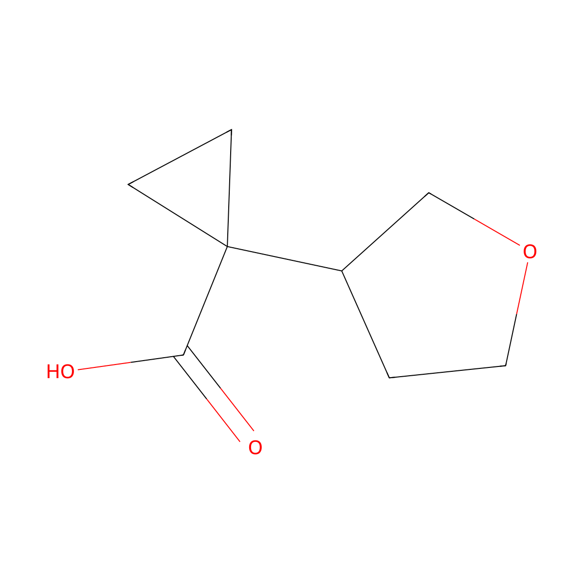 1-(Oxolan-3-yl)cyclopropane-1-carboxylic acid molecular structure, CAS 1507735-27-4
