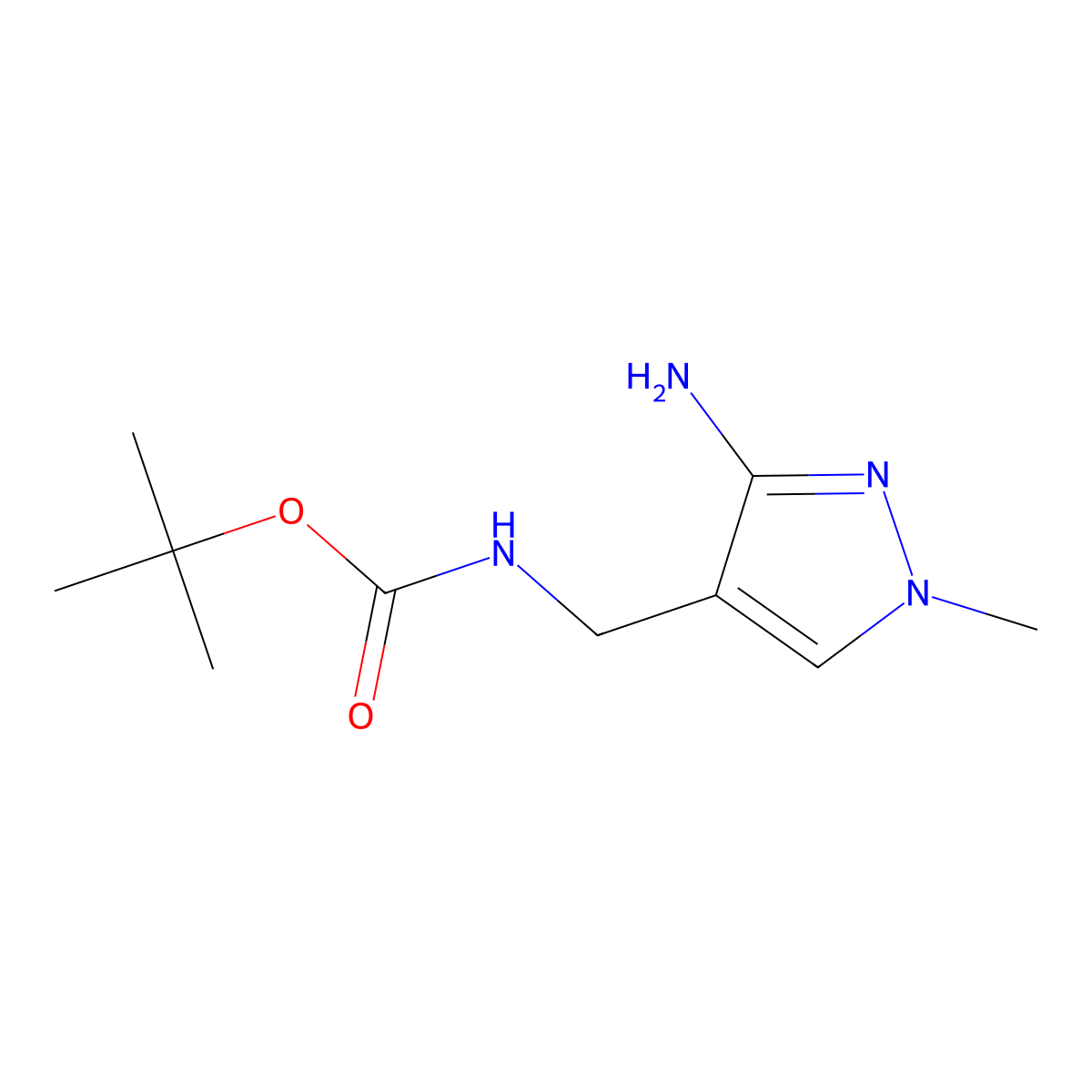 tert-butyl N-[(3-amino-1-methyl-1H-pyrazol-4-yl)methyl]carbamate molecular structure, CAS 1507736-73-3