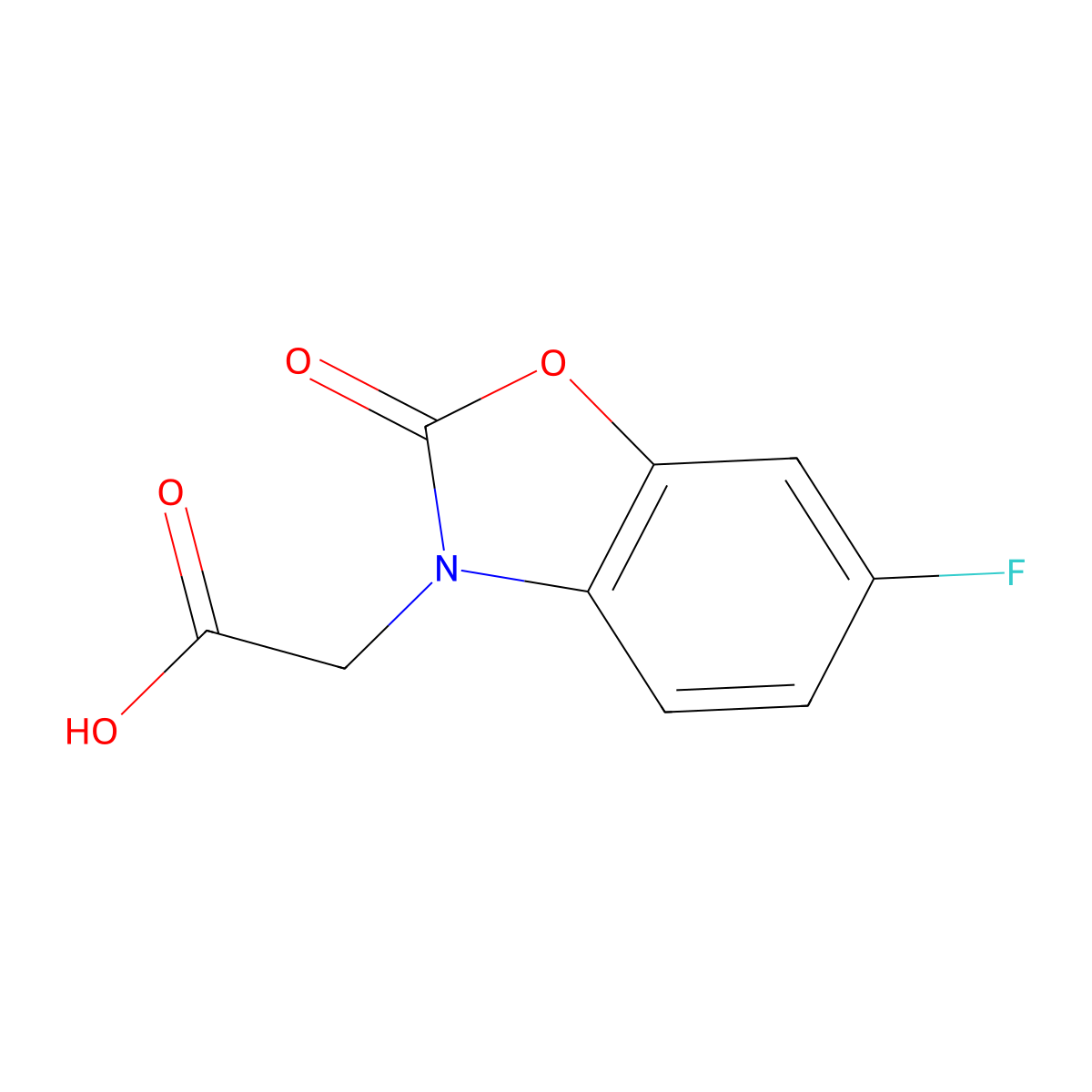 2-(6-Fluoro-2-oxo-2,3-dihydro-1,3-benzoxazol-3-yl)acetic acid molecular structure, CAS 1507743-68-1