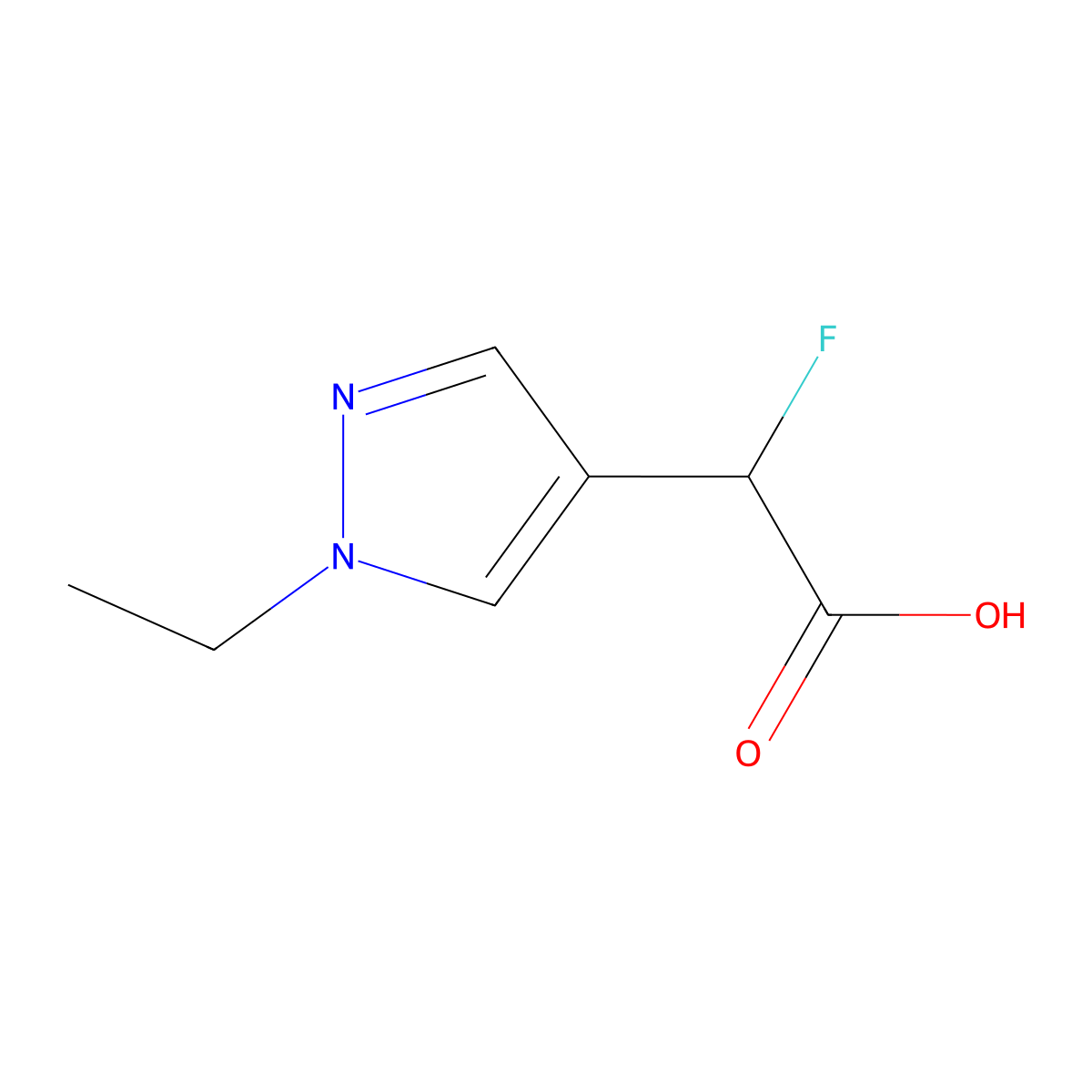2-(1-ethyl-1H-pyrazol-4-yl)-2-fluoroacetic acid molecular structure, CAS 1507749-69-0