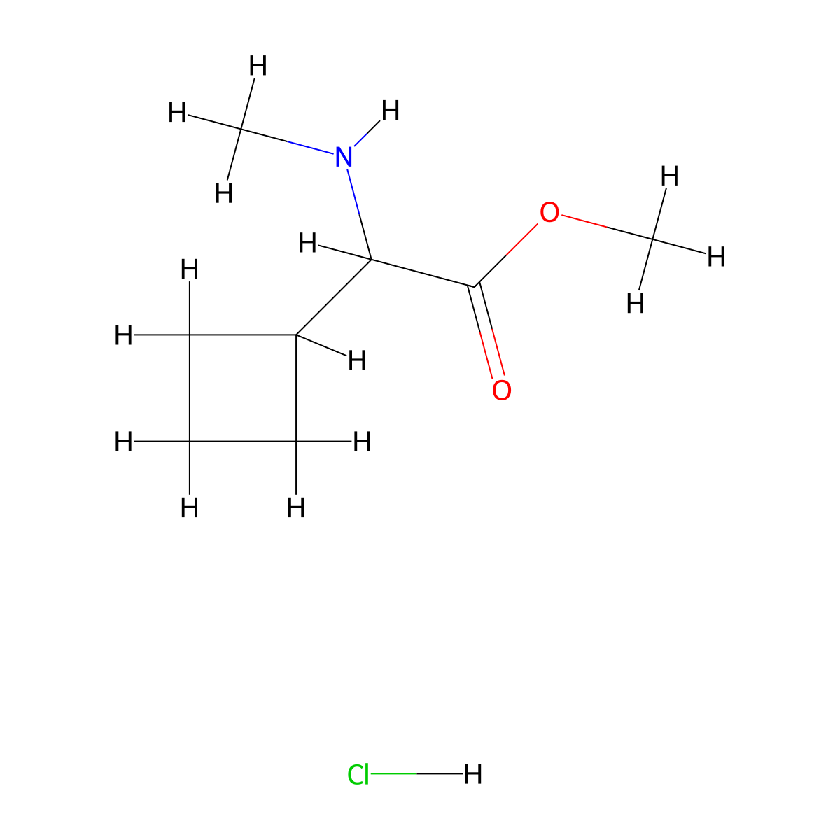 Methyl 2-cyclobutyl-2-(methylamino)acetate HCl molecular structure, CAS 1507751-15-6