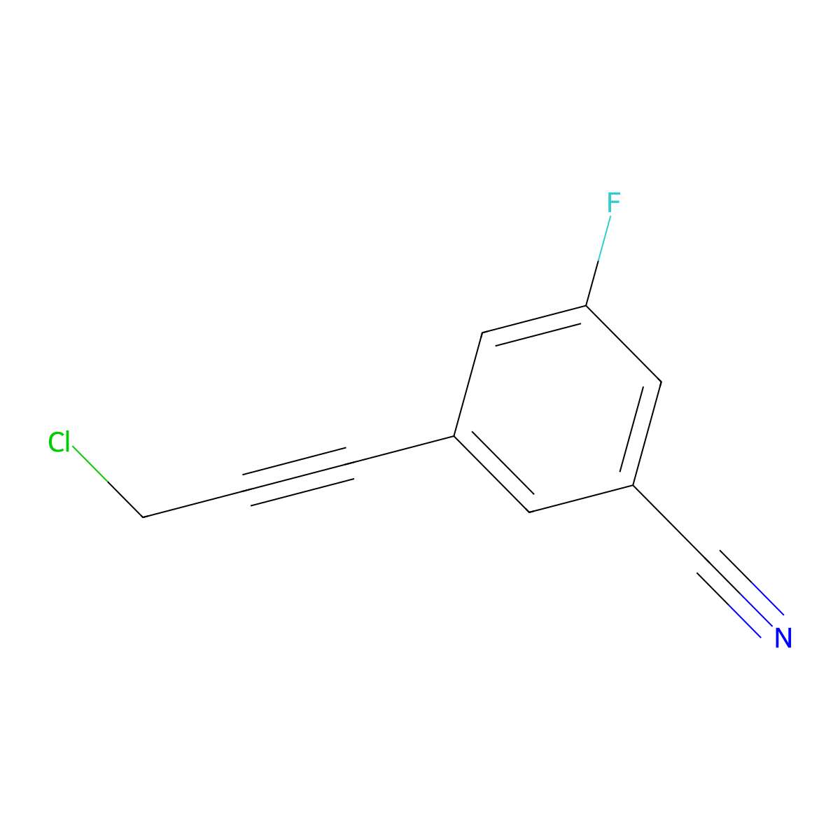 3-(3-Chloroprop-1-yn-1-yl)-5-fluorobenzonitrile molecular structure, CAS 1507756-33-3