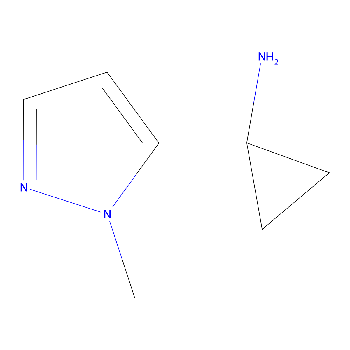 1-(1-Methyl-1h-pyrazol-5-yl)cyclopropan-1-amine molecular structure, CAS 1507761-57-0