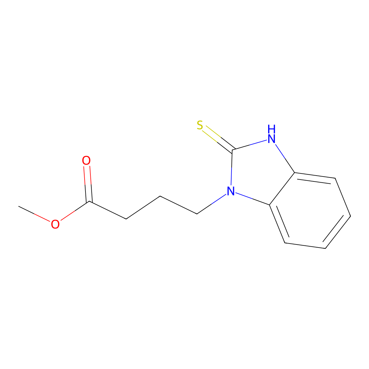 methyl 4-(2-sulfanylidene-2,3-dihydro-1H-1,3-benzodiazol-1-yl)butanoate molecular structure, CAS 1507763-03-2
