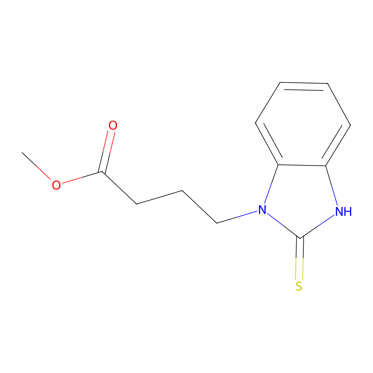 methyl 4-(2-sulfanylidene-2,3-dihydro-1H-1,3-benzodiazol-1-yl)butanoate molecular structure, CAS 1507763-03-2