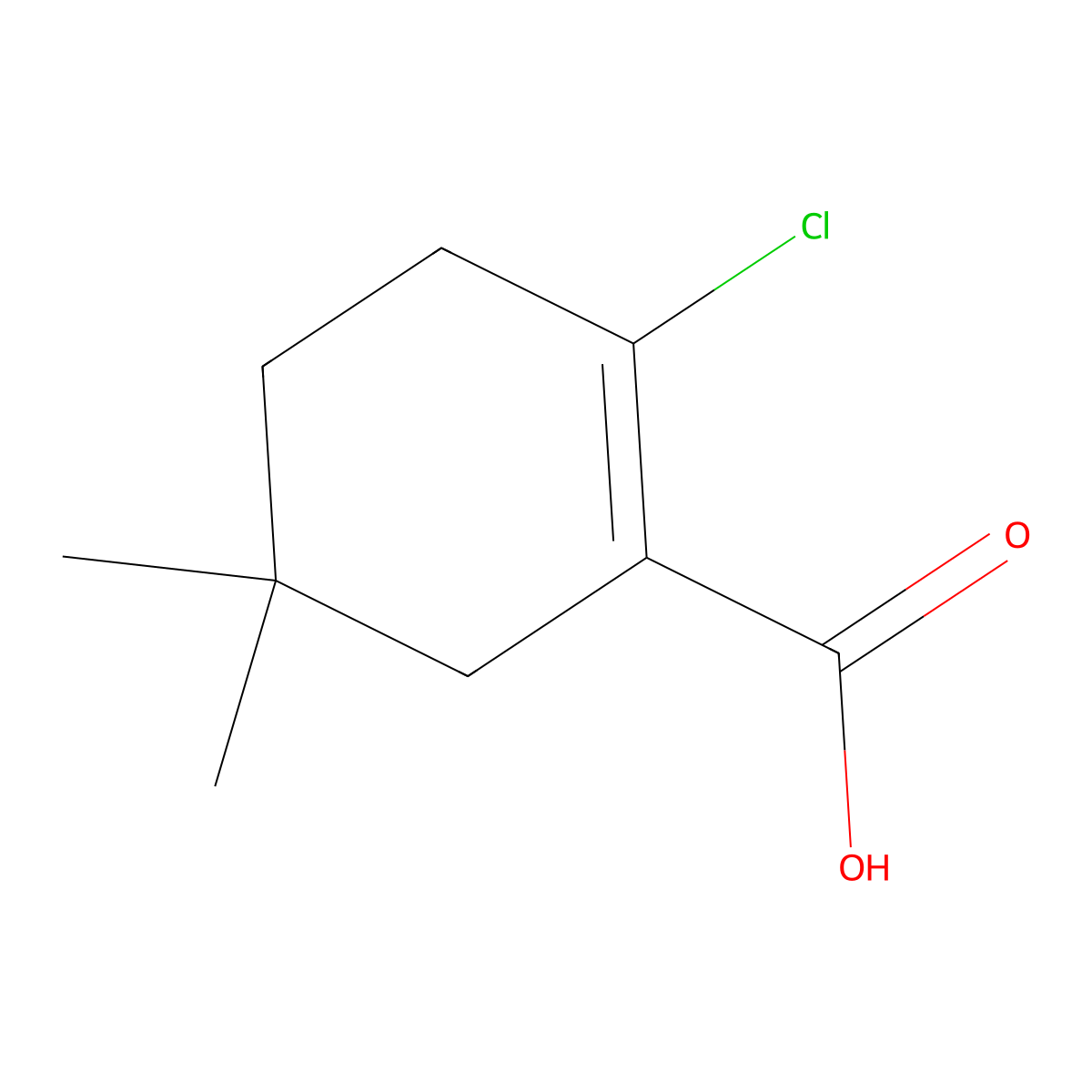2-Chloro-5,5-dimethylcyclohex-1-ene-1-carboxylic acid molecular structure, CAS 1507772-50-0