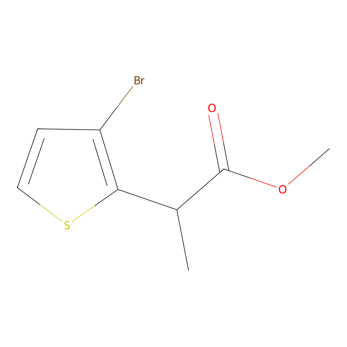 Methyl 2-(3-bromothiophen-2-YL)propanoate molecular structure, CAS 1507804-79-6
