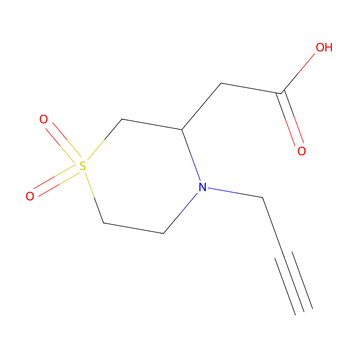 2-(1,1-Dioxido-4-(prop-2-yn-1-yl)thiomorpholin-3-yl)acetic acid molecular structure, CAS 1507806-74-7