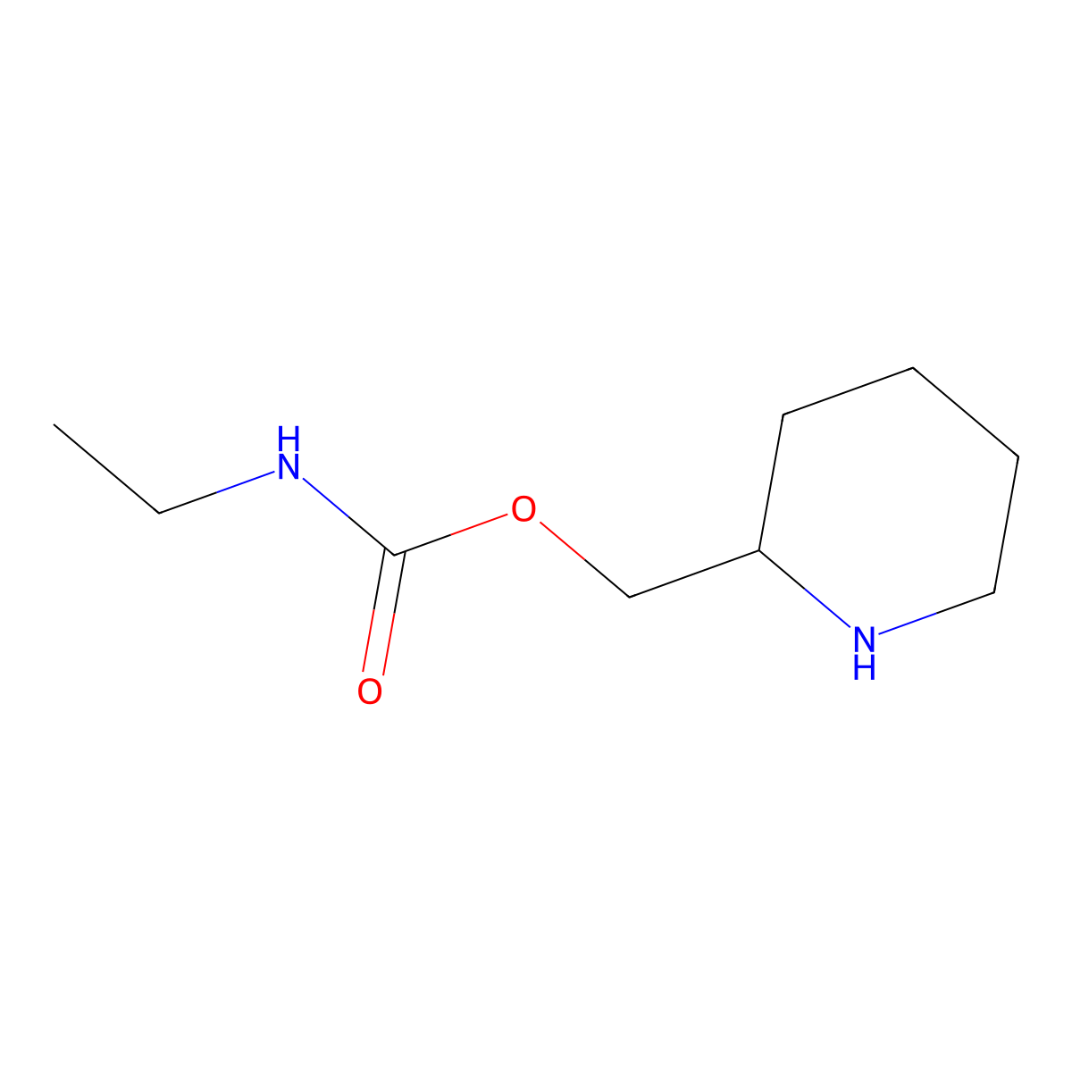 (piperidin-2-yl)methyl N-ethylcarbamate molecular structure, CAS 1507817-93-7