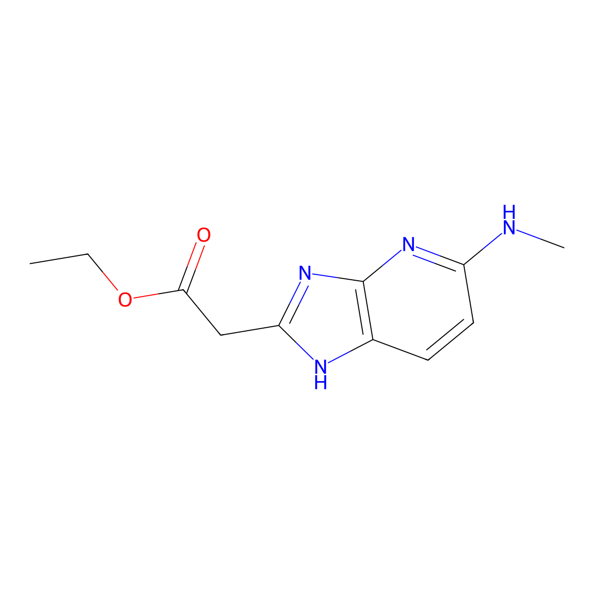 ethyl 2-(5-(methylamino)-3H-imidazo(4,5-b)pyridin-2-yl)acetate molecular structure, CAS 1507825-37-7