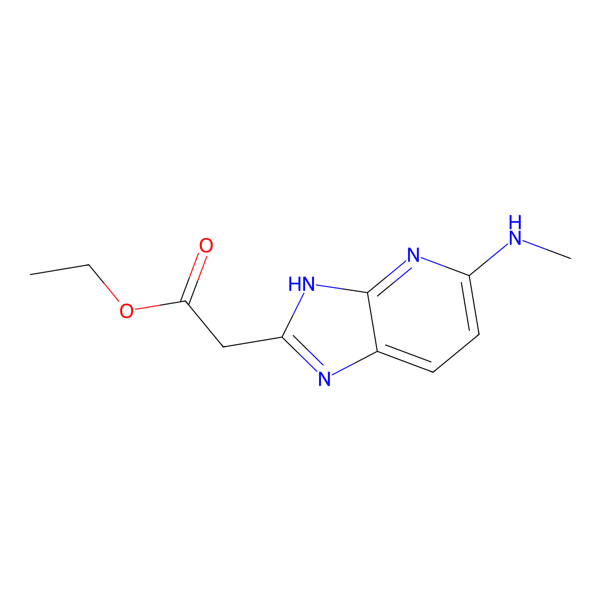 ethyl 2-(5-(methylamino)-3H-imidazo(4,5-b)pyridin-2-yl)acetate molecular structure, CAS 1507825-37-7