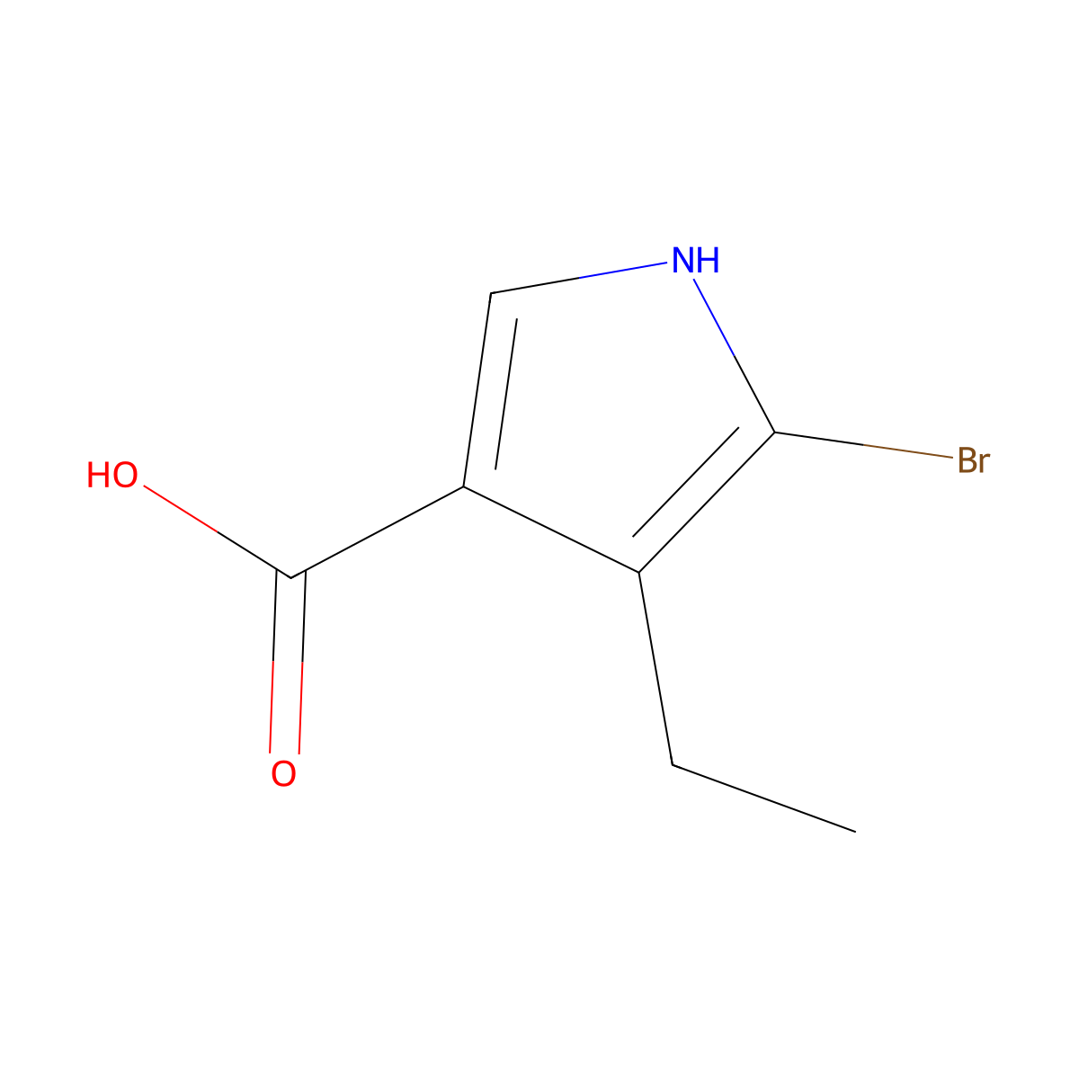 5-Bromo-4-ethyl-1H-pyrrole-3-carboxylic acid molecular structure, CAS 1507832-72-5