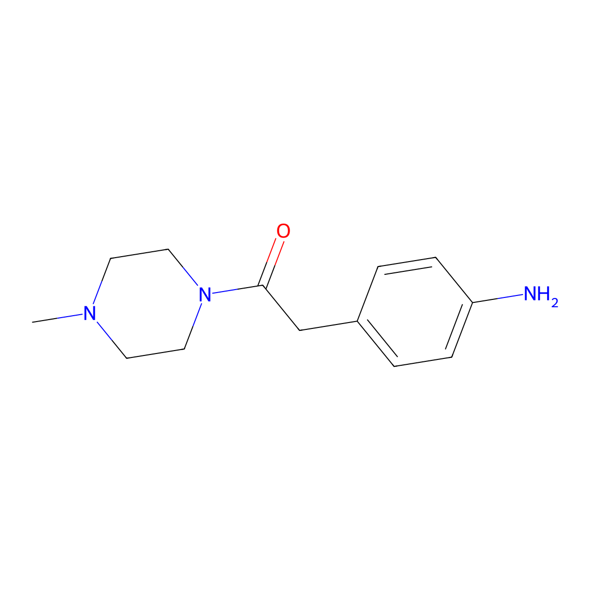 2-(4-Aminophenyl)-1-(4-methylpiperazin-1-yl)ethan-1-one molecular structure, CAS 150784-50-2