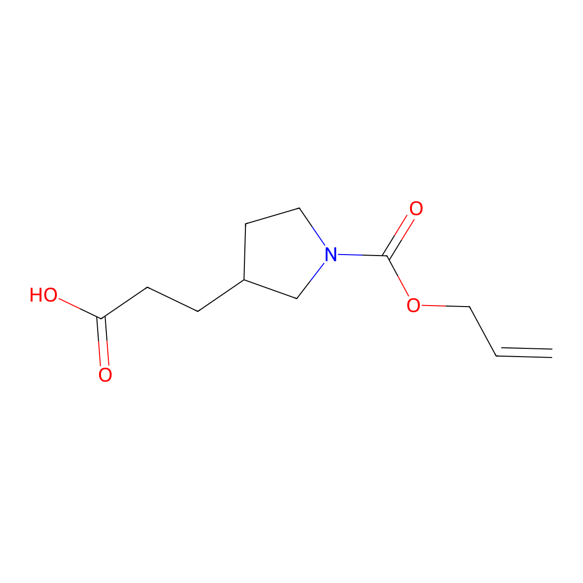 3-{1-[(Prop-2-en-1-yloxy)carbonyl]pyrrolidin-3-yl}propanoic acid molecular structure, CAS 1507873-02-0