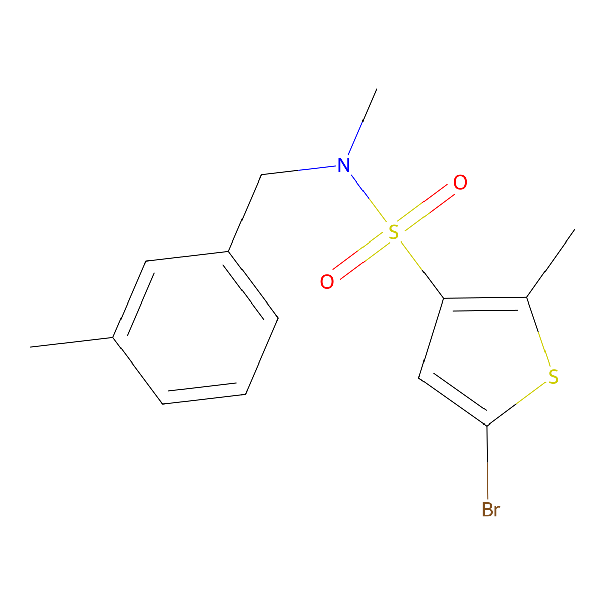 5-bromo-N,2-dimethyl-N-[(3-methylphenyl)methyl]thiophene-3-sulfonamide molecular structure, CAS 1507874-15-8