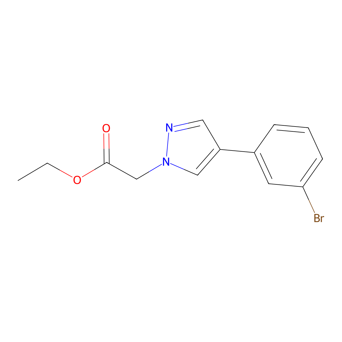 Ethyl 2-[4-(3-bromophenyl)-1H-pyrazol-1-yl]acetate molecular structure, CAS 1507908-57-7