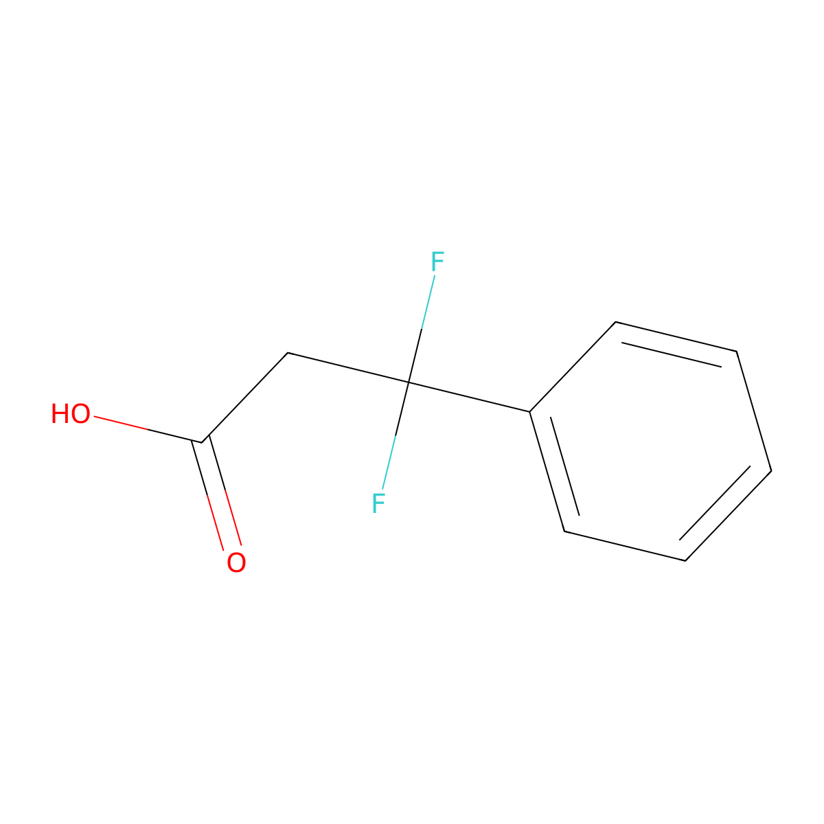 3,3-Difluoro-3-phenylpropanoic acid molecular structure, CAS 1507967-83-0