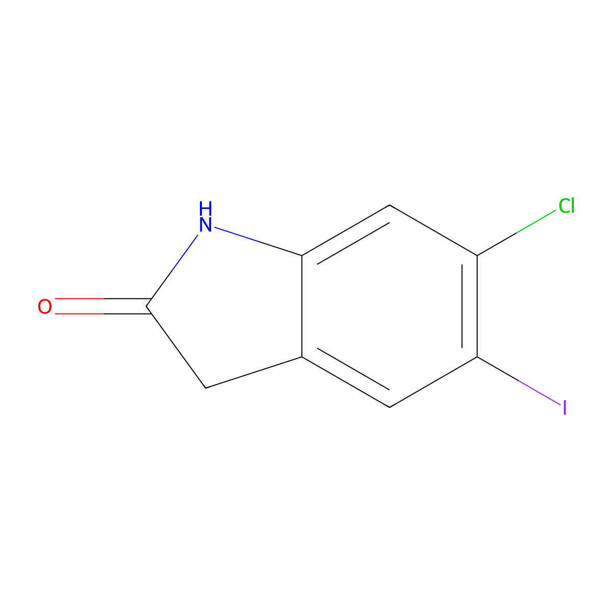 6-Chloro-5-iodoindolin-2-one molecular structure, CAS 1507976-00-2