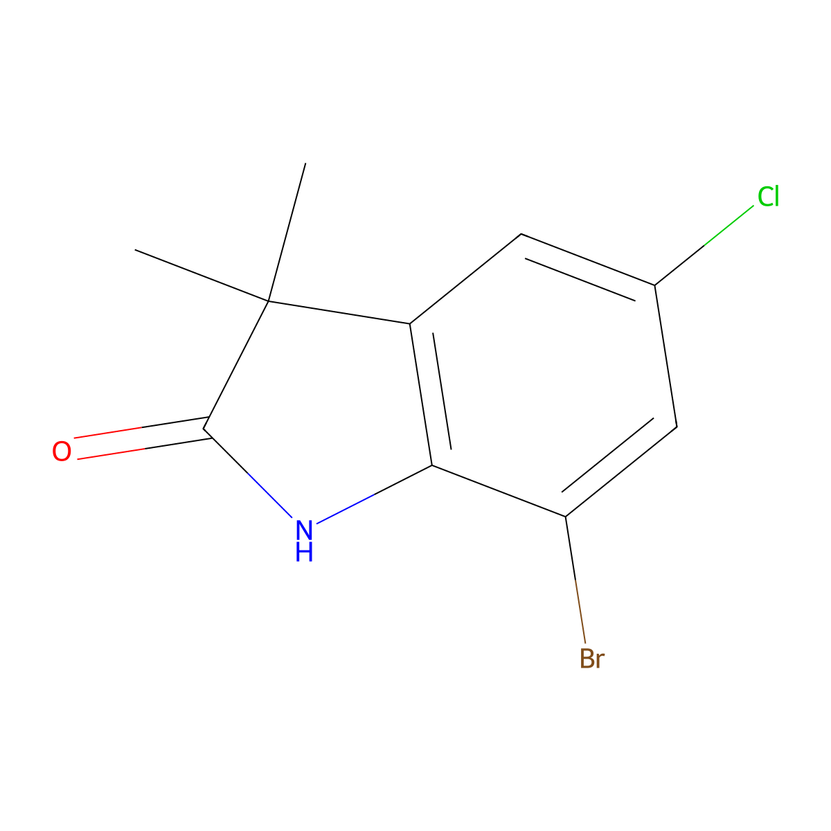 7-bromo-5-chloro-3,3-dimethyl-2,3-dihydro-1H-indol-2-one molecular structure, CAS 1507998-79-9