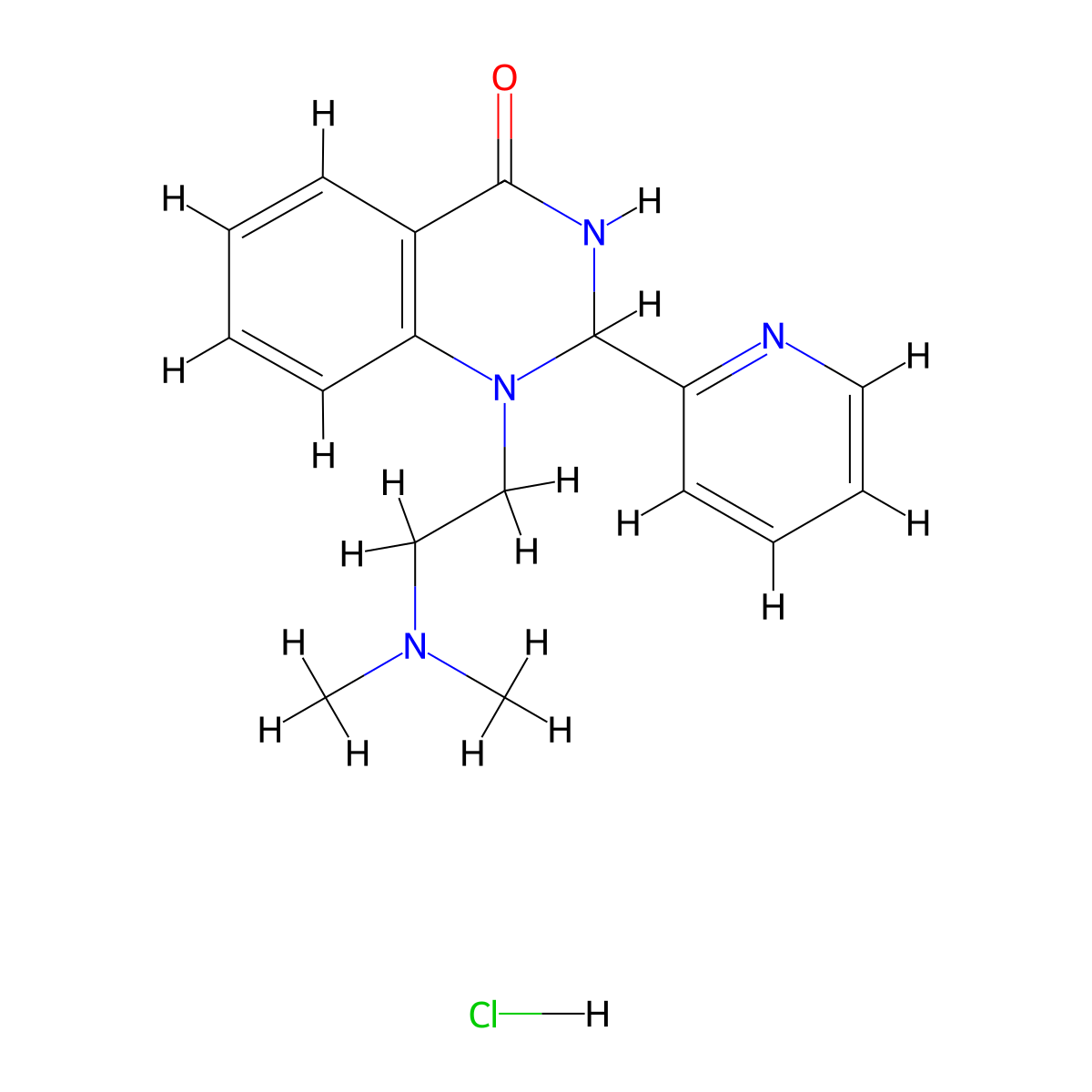 4(1H)-Quinazolinone, 2,3-dihydro-1-(2-(dimethylamino)ethyl)-2-(2-pyridyl)-, hydrochloride molecular structure, CAS 1508-37-8
