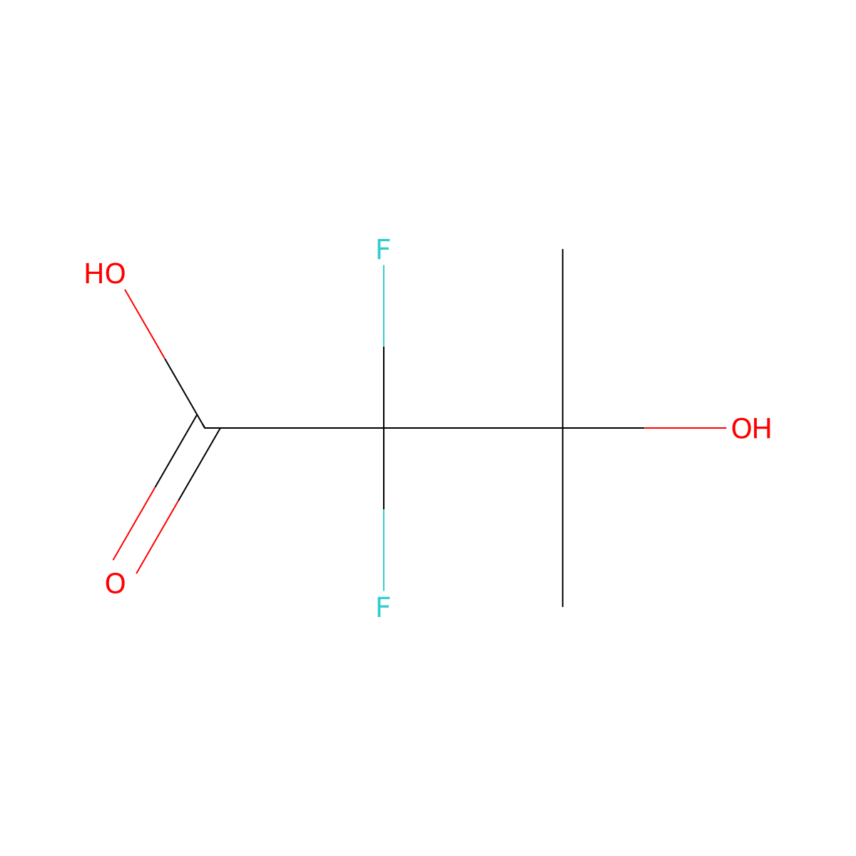 2,2-Difluoro-3-hydroxy-3-methylbutanoic acid molecular structure, CAS 15080-23-6