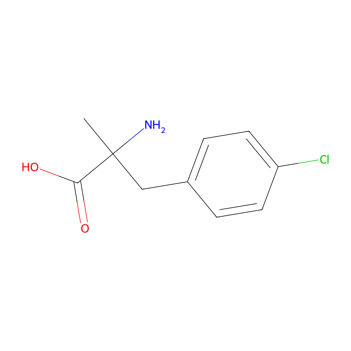 2-Amino-3-(4-chlorophenyl)-2-methylpropanoic acid molecular structure, CAS 15080-35-0