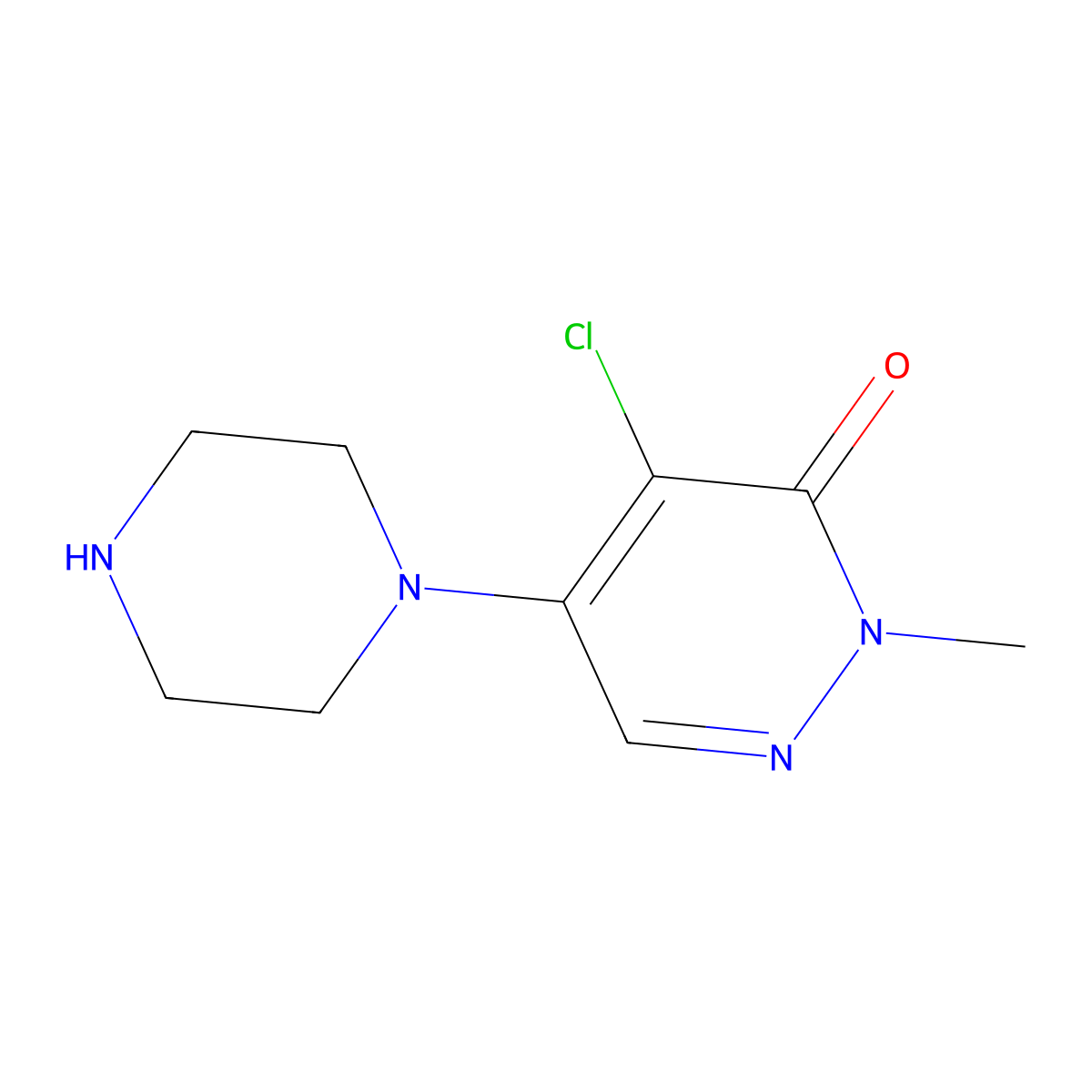 4-chloro-2-methyl-5-(1-piperazinyl)-3(2H)-pyridazinone molecular structure, CAS 150800-64-9