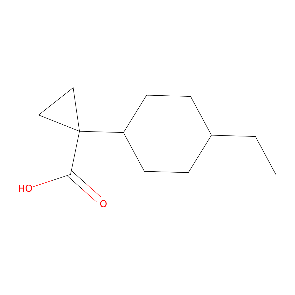 1-(4-Ethylcyclohexyl)cyclopropane-1-carboxylic acid molecular structure, CAS 1508024-31-4