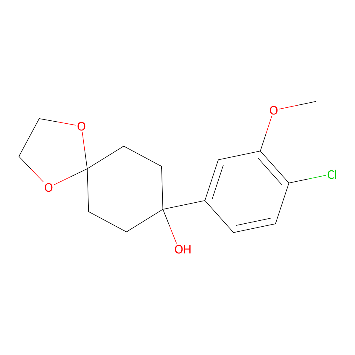 8-(4-Chloro-3-methoxyphenyl)-1,4-dioxaspiro[4.5]decan-8-ol molecular structure, CAS 1508046-71-6