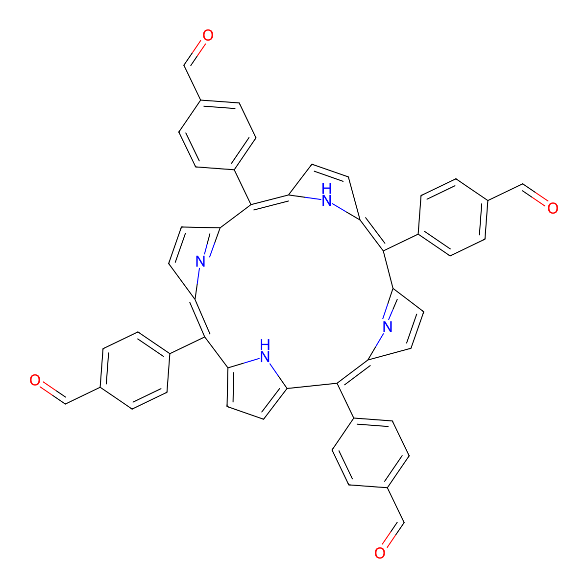 4,4',4'',4'''-(21H,23H-Porphine-5,10,15,20-tetrayl)tetrakis[benzaldehyde] molecular structure, CAS 150805-46-2