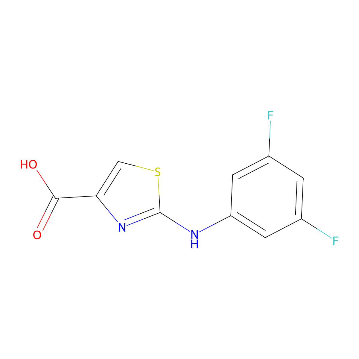 2-[(3,5-Difluorophenyl)amino]-1,3-thiazole-4-carboxylic acid molecular structure, CAS 1508051-73-7