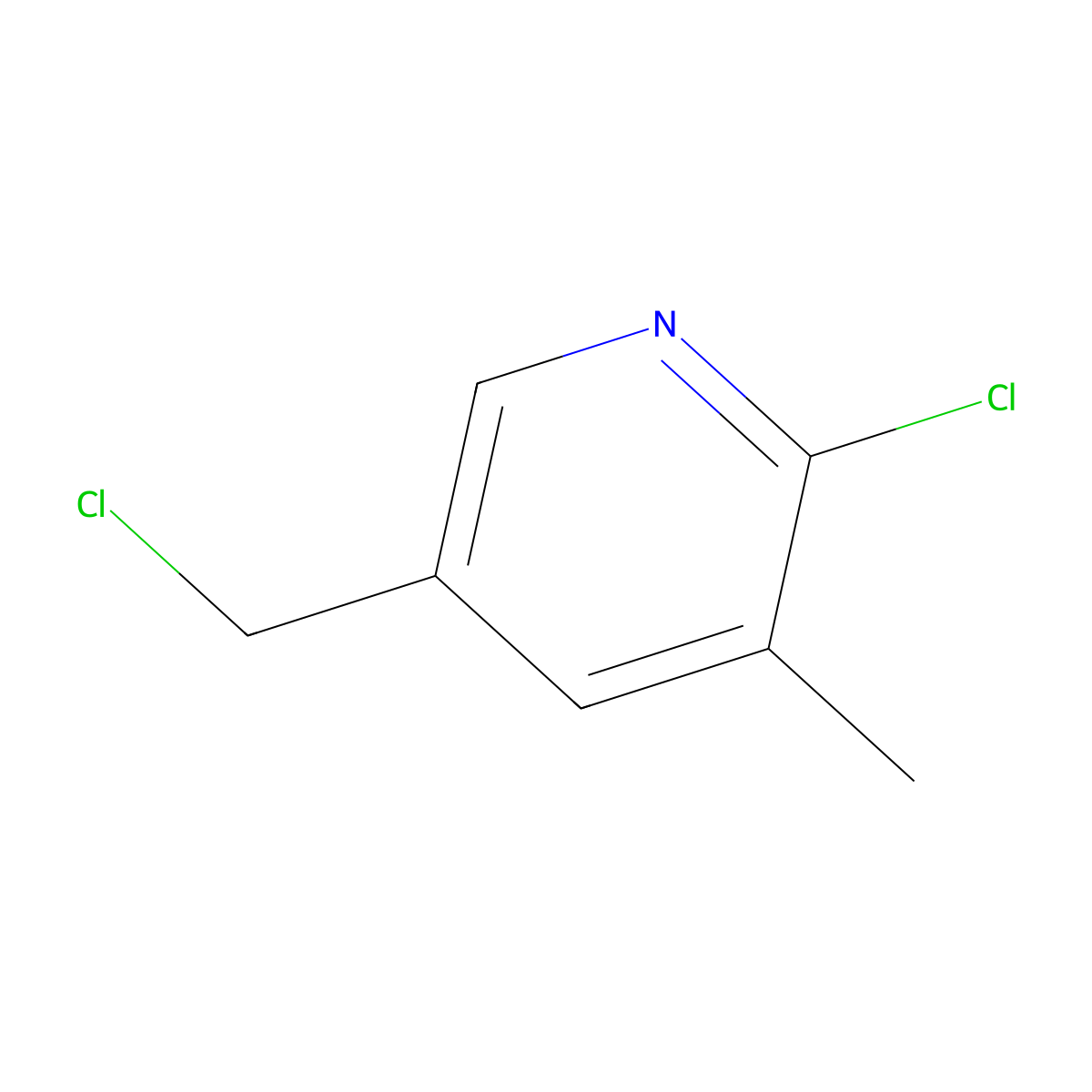 2-Chloro-5-(chloromethyl)-3-methylpyridine molecular structure, CAS 150807-88-8