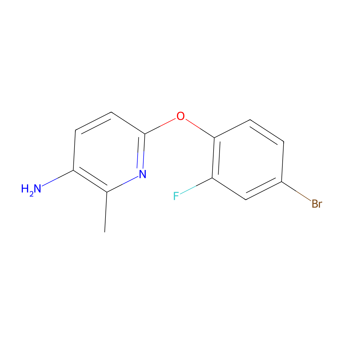 6-(4-Bromo-2-fluorophenoxy)-2-methylpyridin-3-amine molecular structure, CAS 1508091-24-4