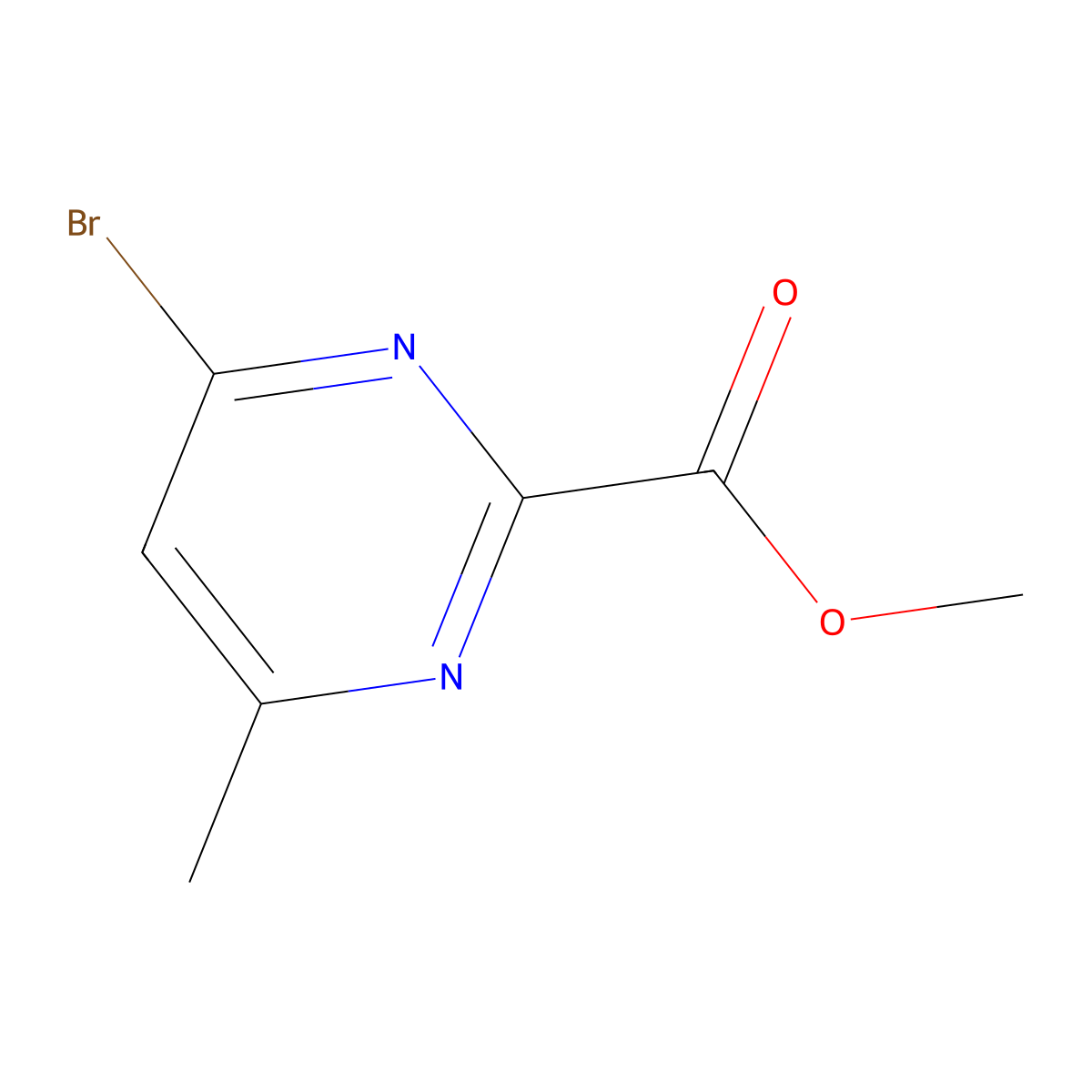 Methyl 4-bromo-6-methylpyrimidine-2-carboxylate molecular structure, CAS 1508102-01-9