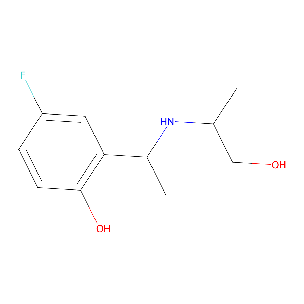 4-Fluoro-2-{1-[(1-hydroxypropan-2-yl)amino]ethyl}phenol molecular structure, CAS 1508102-65-5